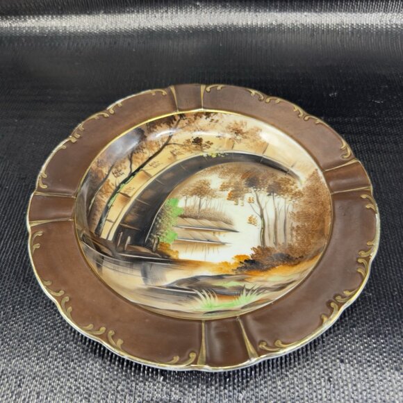 Antique Norcrest Hand Painted Ashtray Dish Plate Beautiful Scene Fine Porcelain - Picture 12 of 14